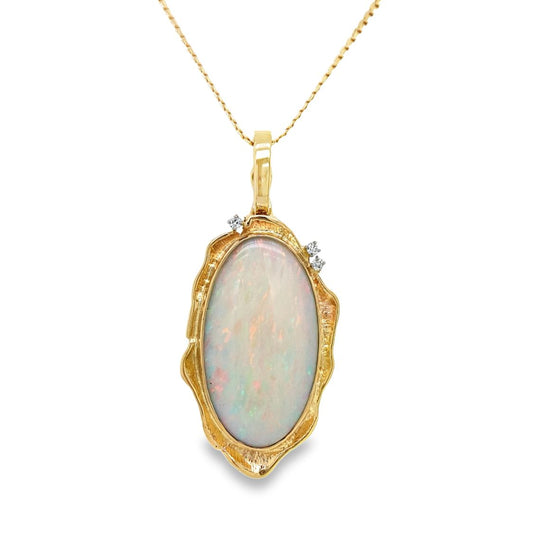 Opal & Diamond Oval Necklace