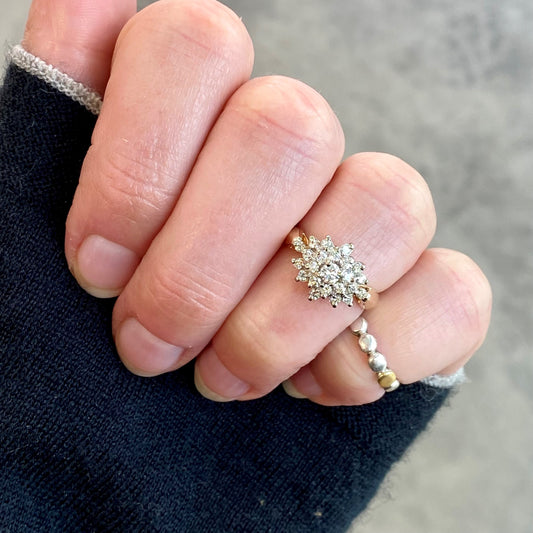 Elongated Cluster Diamond Ring