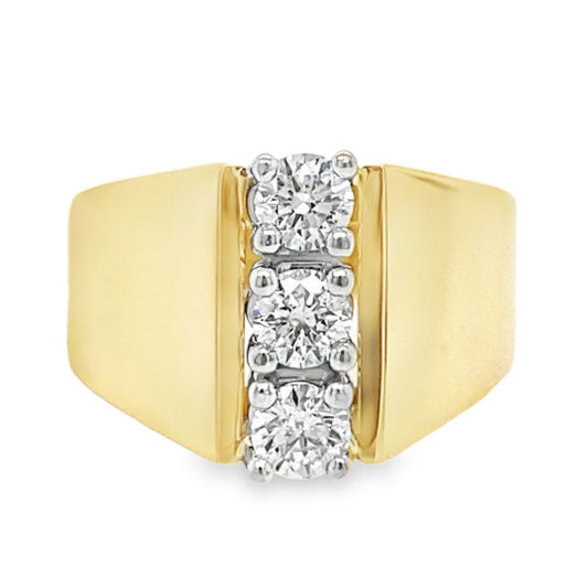 Vertical Three Stone Diamond Ring