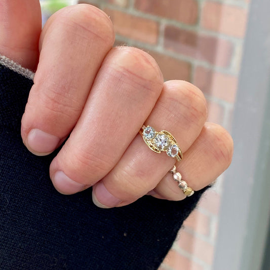 Aquamarine & Diamond Three Stone Ring