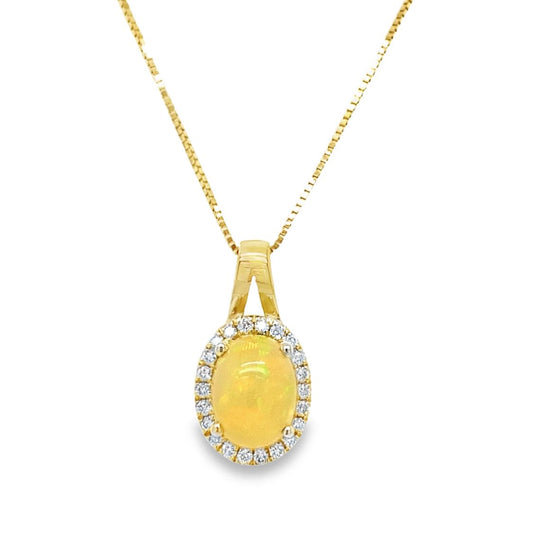 Opal & Diamond Halo Necklace