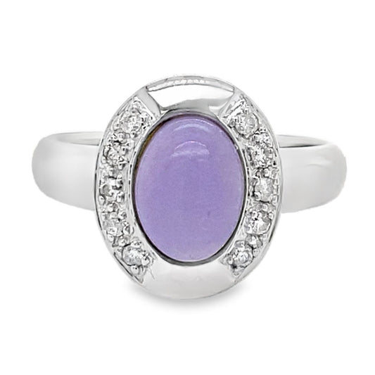 Purple Jade & Diamond Ring