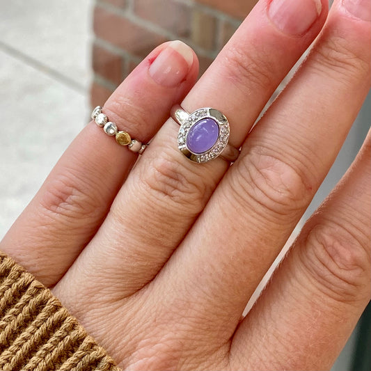 Purple Jade & Diamond Ring