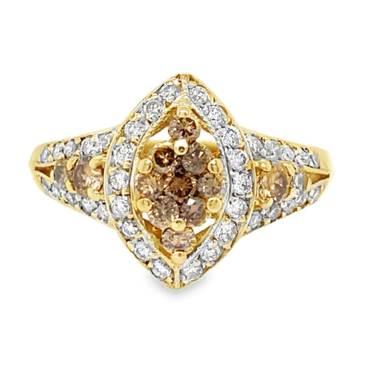 Cognac Diamond Marquise Shaped Ring