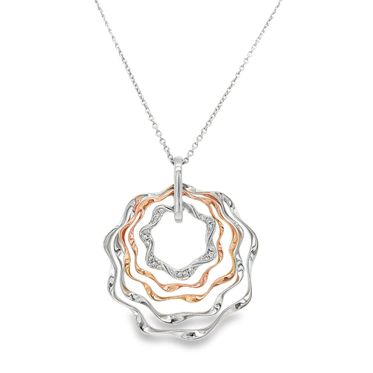 Layered Wave Circle Diamond Necklace