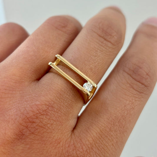 Open Space Offset Diamond Ring