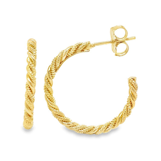 .75 Inch Textured Hoop Earrings