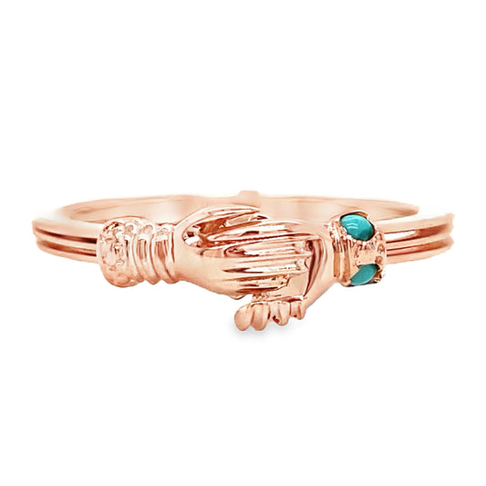 Hands & Hidden Heart Ring with Turquoise Accents