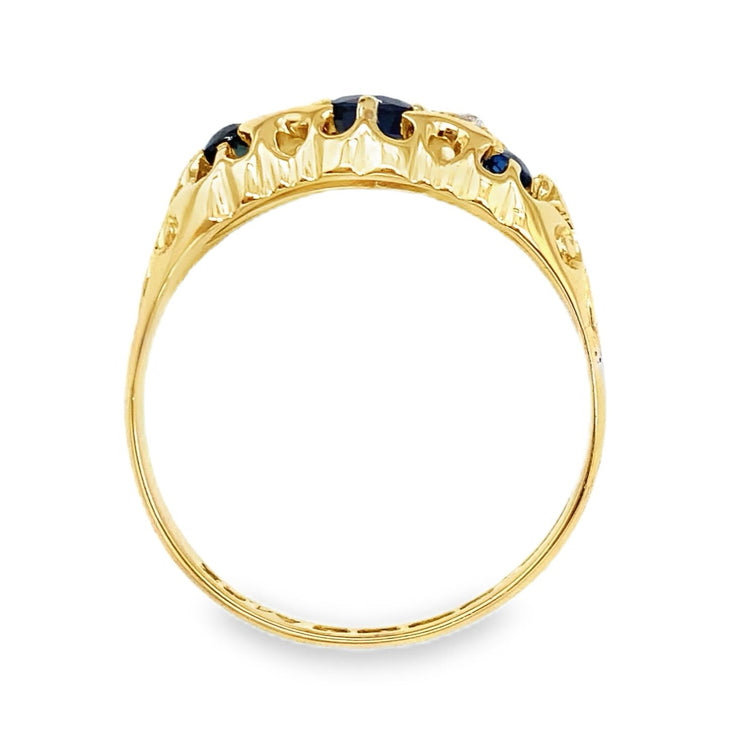 Sapphire & Diamond Three Stone Ring