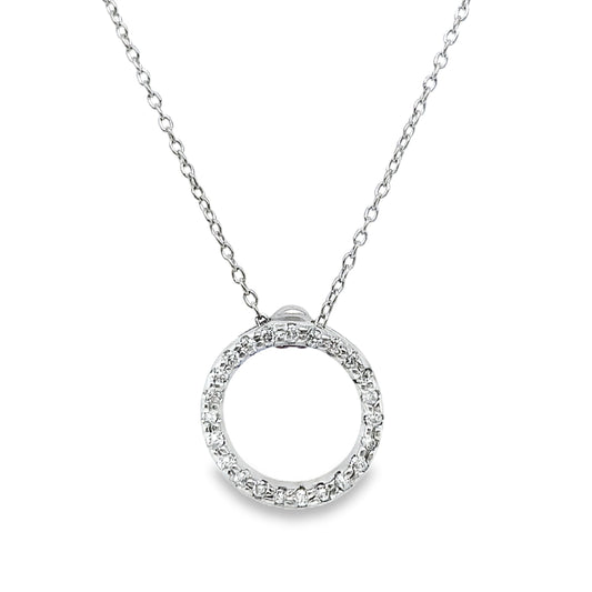 Diamond Circle Necklace with Ruby Accent