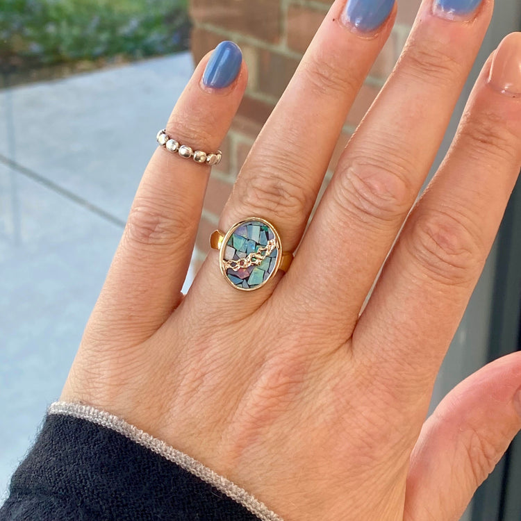 Oval Opal Mosaic Ring