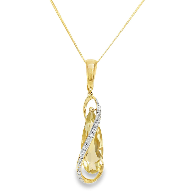 Lemon Quartz & Diamond Necklace