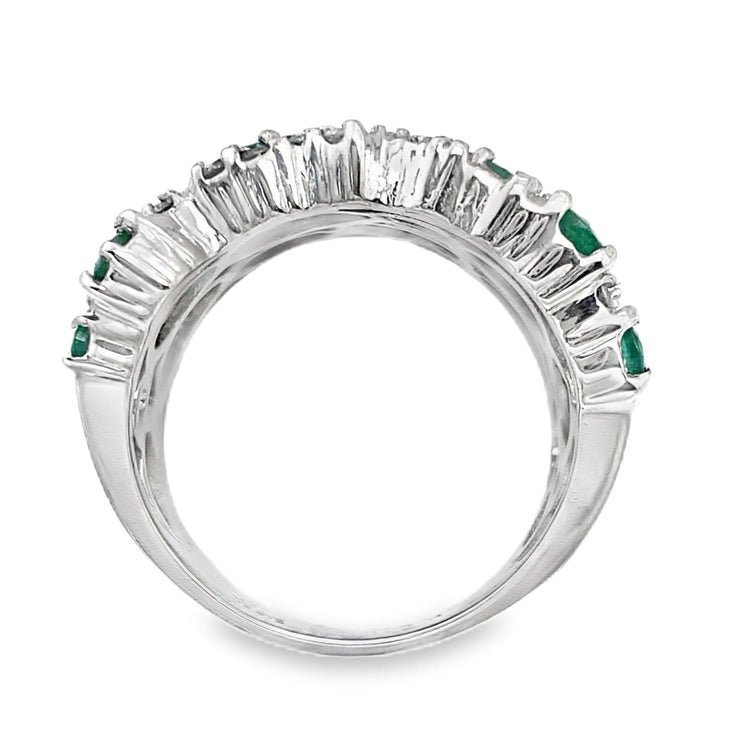 Wide Scattered Emerald & Diamond Ring