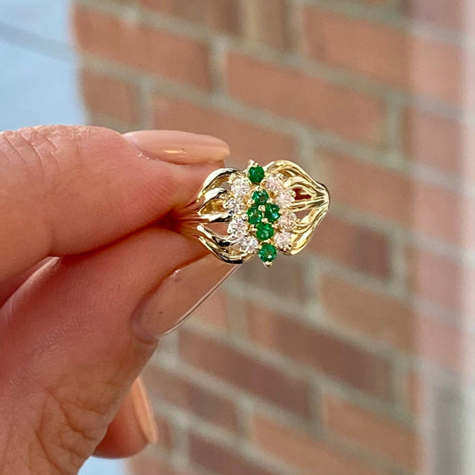 Open Space Emerald & Diamond Ring