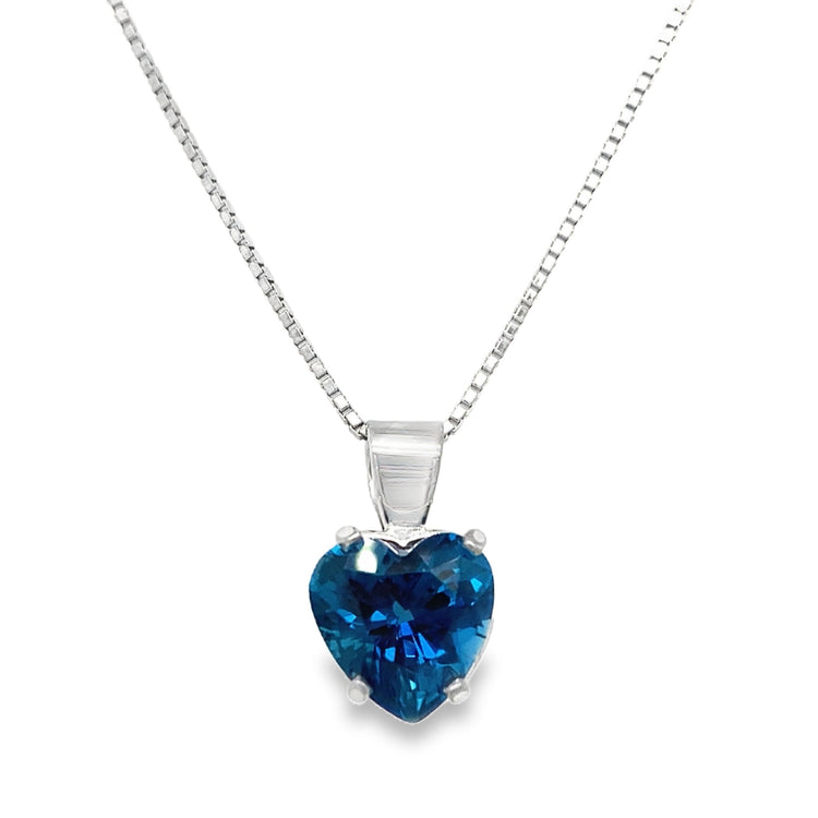 Heart Cut London Blue Topaz Necklace