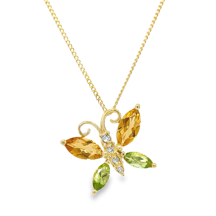 Citriine & Peridot Butterfly Necklace