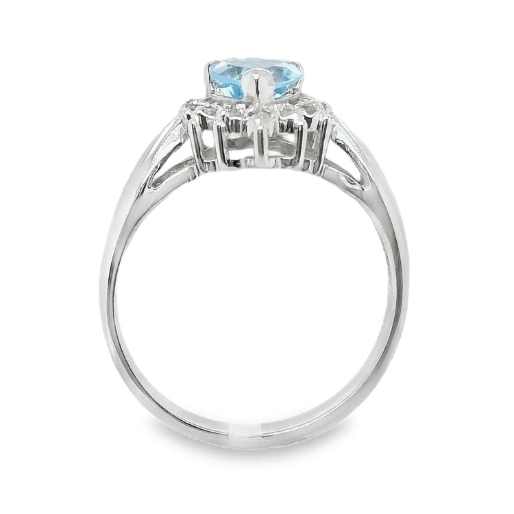 Blue Topaz & Diamond Heart Ring