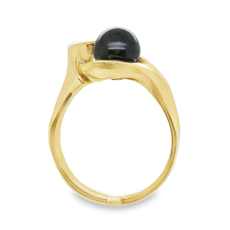 Black Pearl Swoop Ring