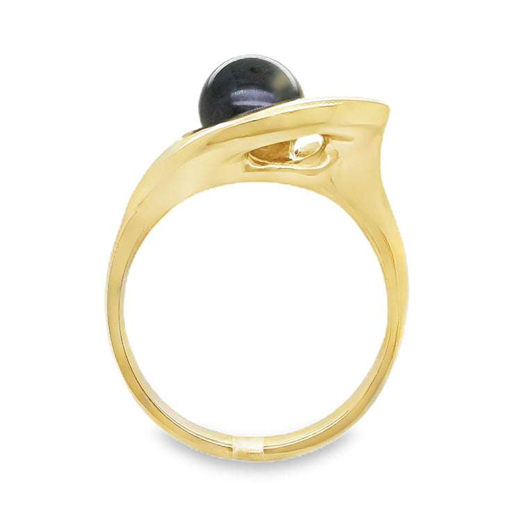 Black Pearl Swoop Ring