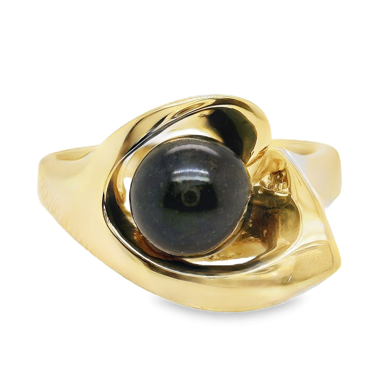 Black Pearl Swoop Ring