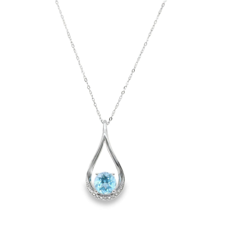 Blue Topaz & Diamond Necklace