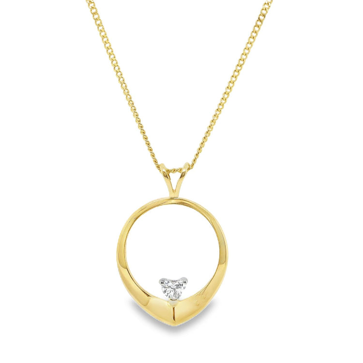 Diamond Heart Circle Necklace