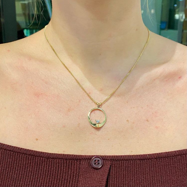 Diamond Heart Circle Necklace