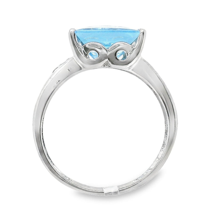 Swiss Blue Topaz & Diamond Ring