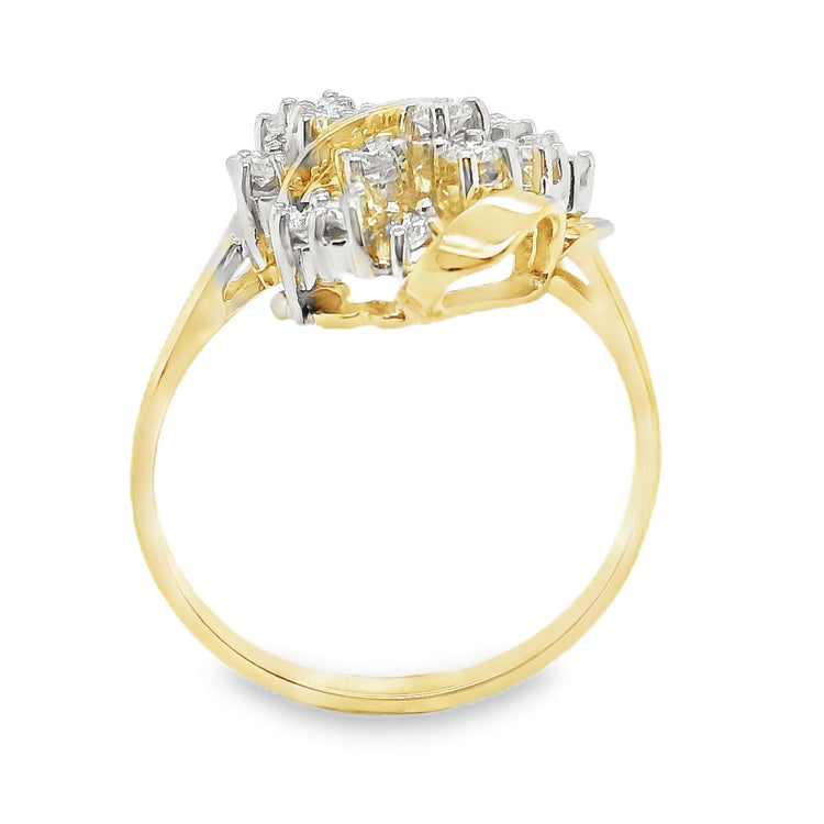 Gold Wave Cluster Diamond Ring