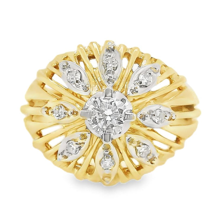 Domed Diamond Flower Ring