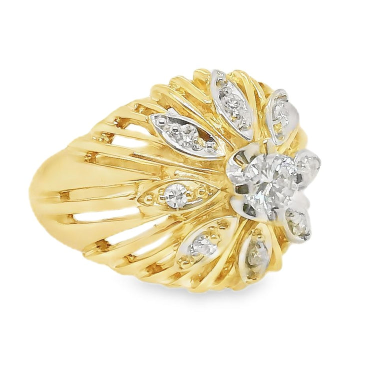 Domed Diamond Flower Ring