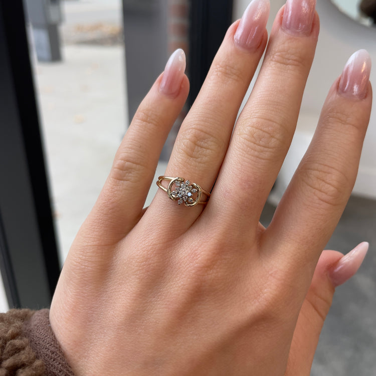 Negative Space Diamond Cluster Ring