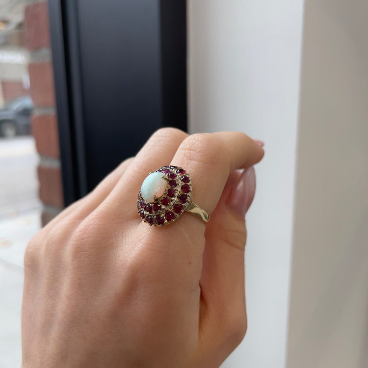 Opal & Ruby Cocktail Ring