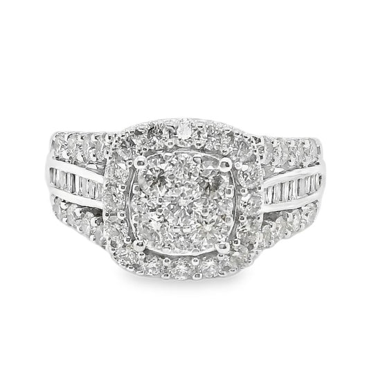 1.50TCW Diamond Halo Cluster Ring