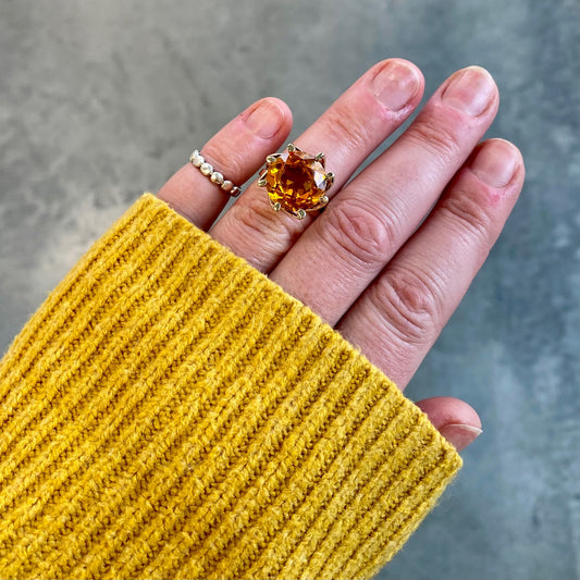 Lab Grown Orange Sapphire Ring