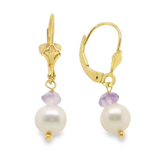 Amethyst & Pearl Drop Earrings