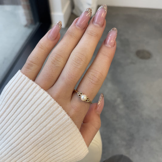 Pearl & Diamond Heart Ring