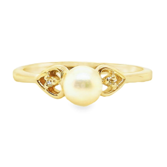 Pearl & Diamond Heart Ring