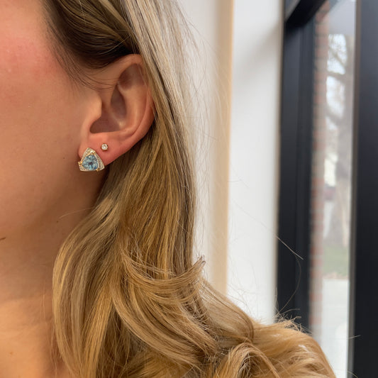 Blue Topaz & Diamond Earrings