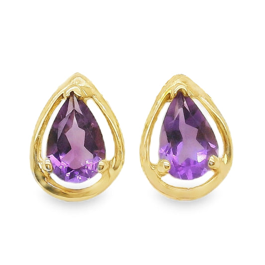 Pear Amethyst Stud Earrings