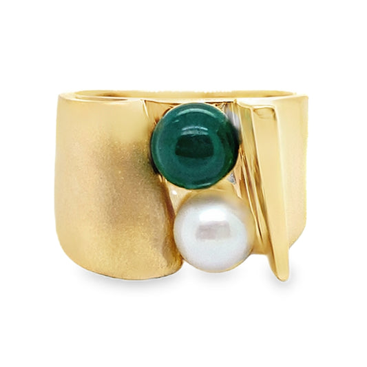 Malachite & Pearl Statement Ring