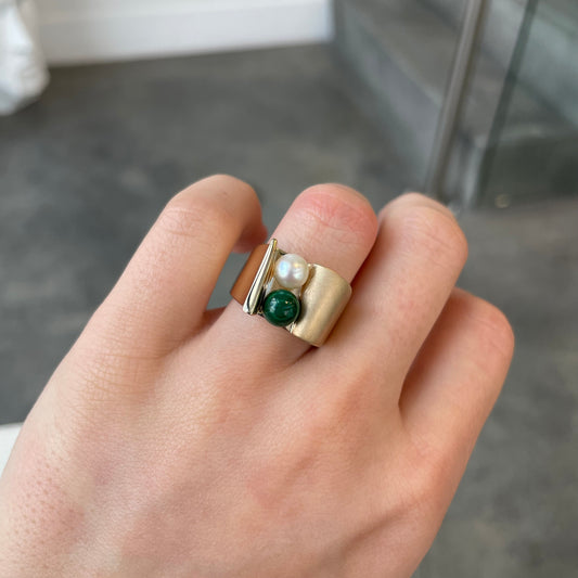 Malachite & Pearl Statement Ring