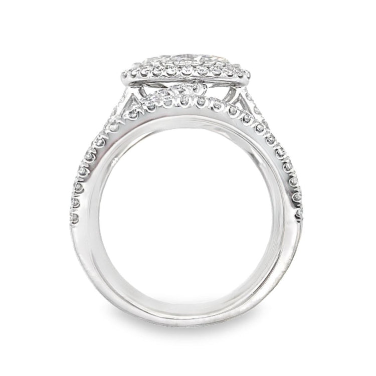 Wide Marquise Halo Diamond Ring