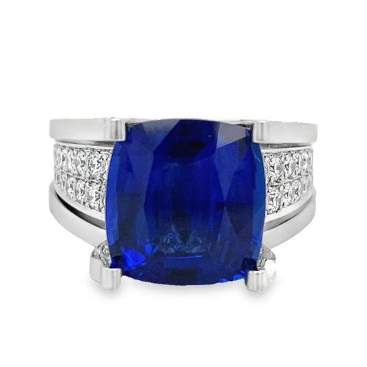 7.11CT Ceylon Sapphire & Diamond Ring