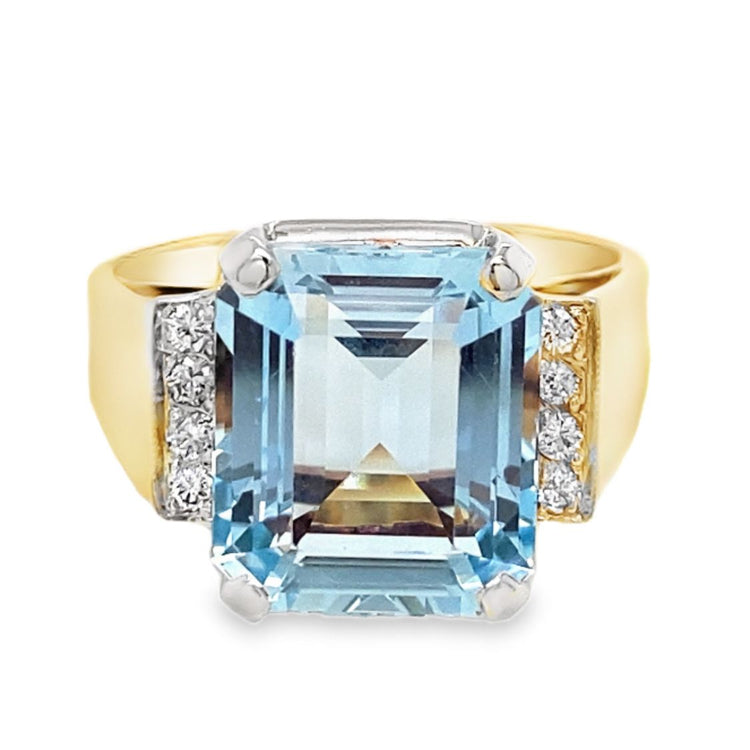 Aquamarine & Diamond Ring