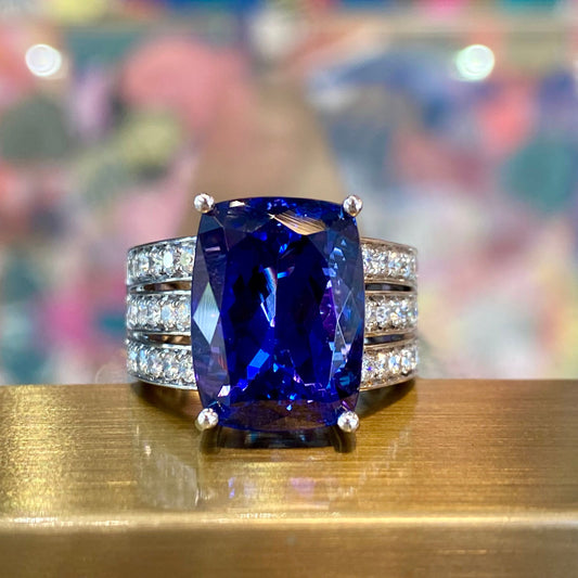 Tanzanite & Diamond Statement Ring