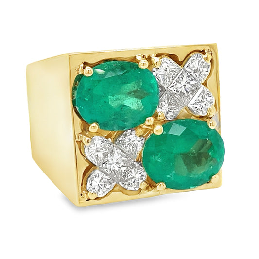 Emerald & Diamond Statement Ring