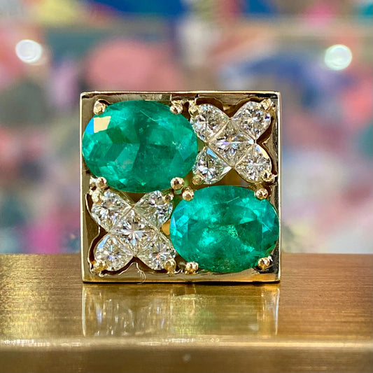 Emerald & Diamond Statement Ring