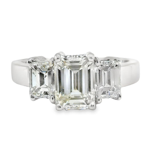 2.22TCW Emerald Cut Three Stone Diamond Ring