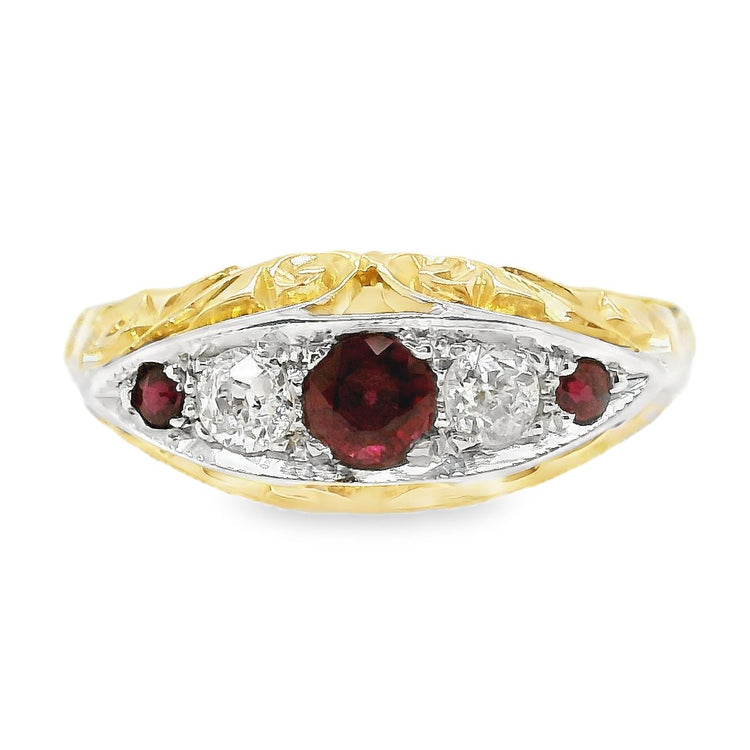 Vintage Style Ruby & Diamond Ring